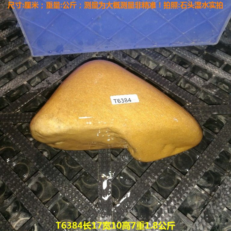 T6384长17宽10高7重1.8公斤乌龟晒台石,黄蜡石